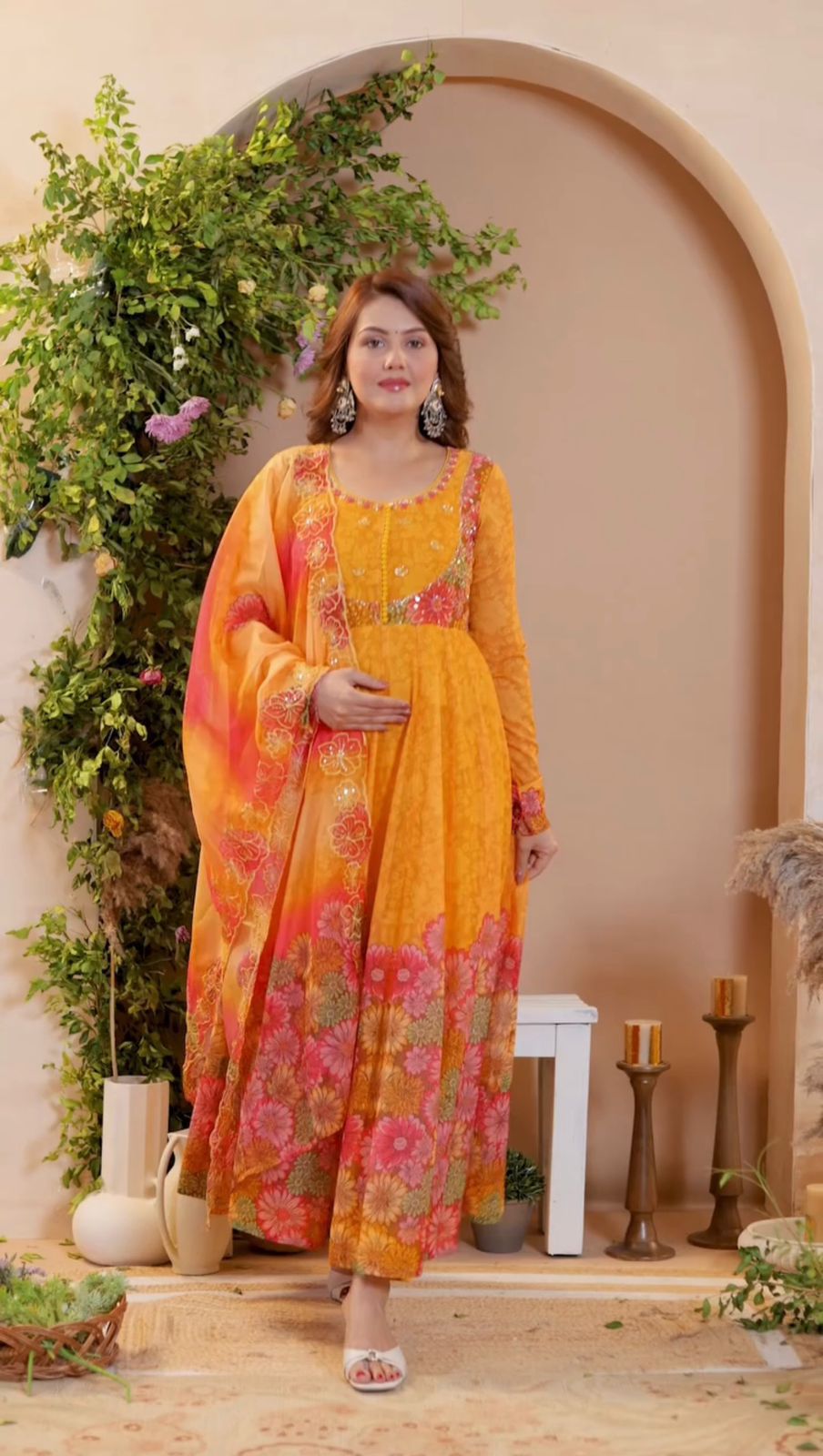 Maverick Fusion Embroidered Gown Set